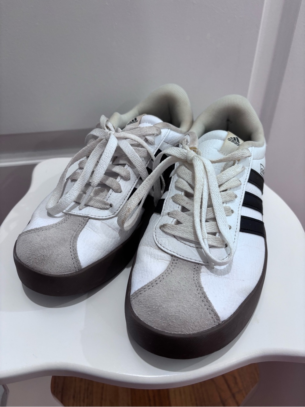 adidas White, Gray & Black Low-Top Sneakers